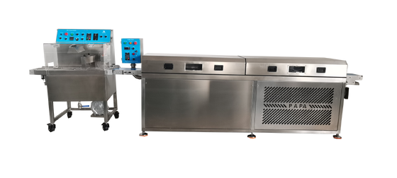Bom preço Chocolate mergulhado Banana congelada Enrober Machine aço inoxidável 304 linha de revestimento contínua On-line